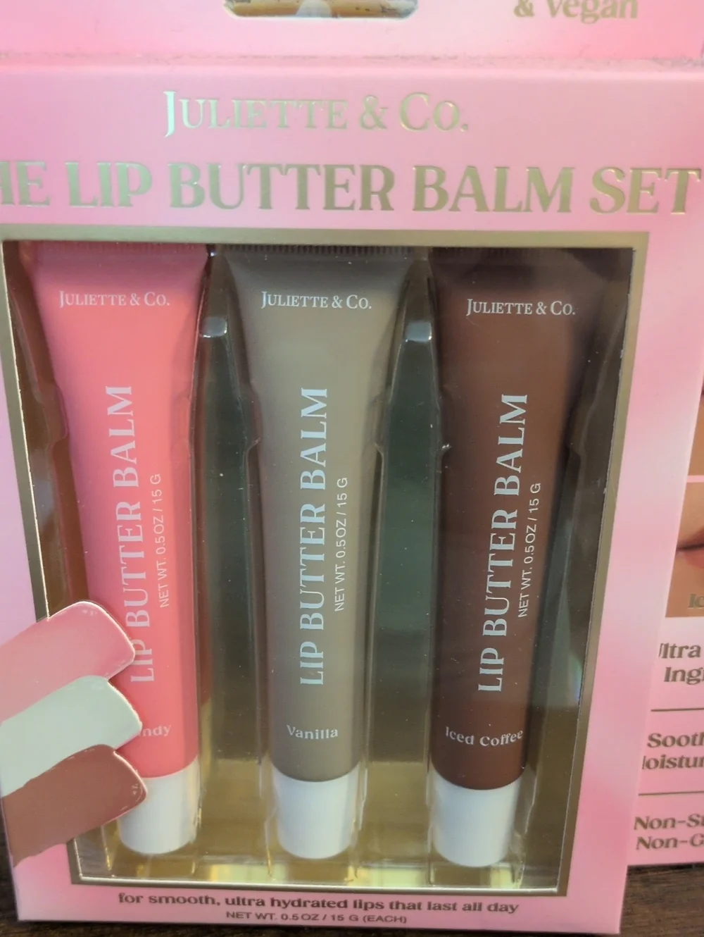 JULIETTE & CO Lip Butter Balm Set - Candy, Vanilla,Iced Coffee
